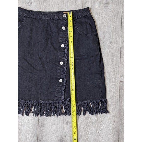 Womens 6 Pilcro And The Letterpress Black Denim Raw Fringe Pockets Buttons - Picture 9 of 9